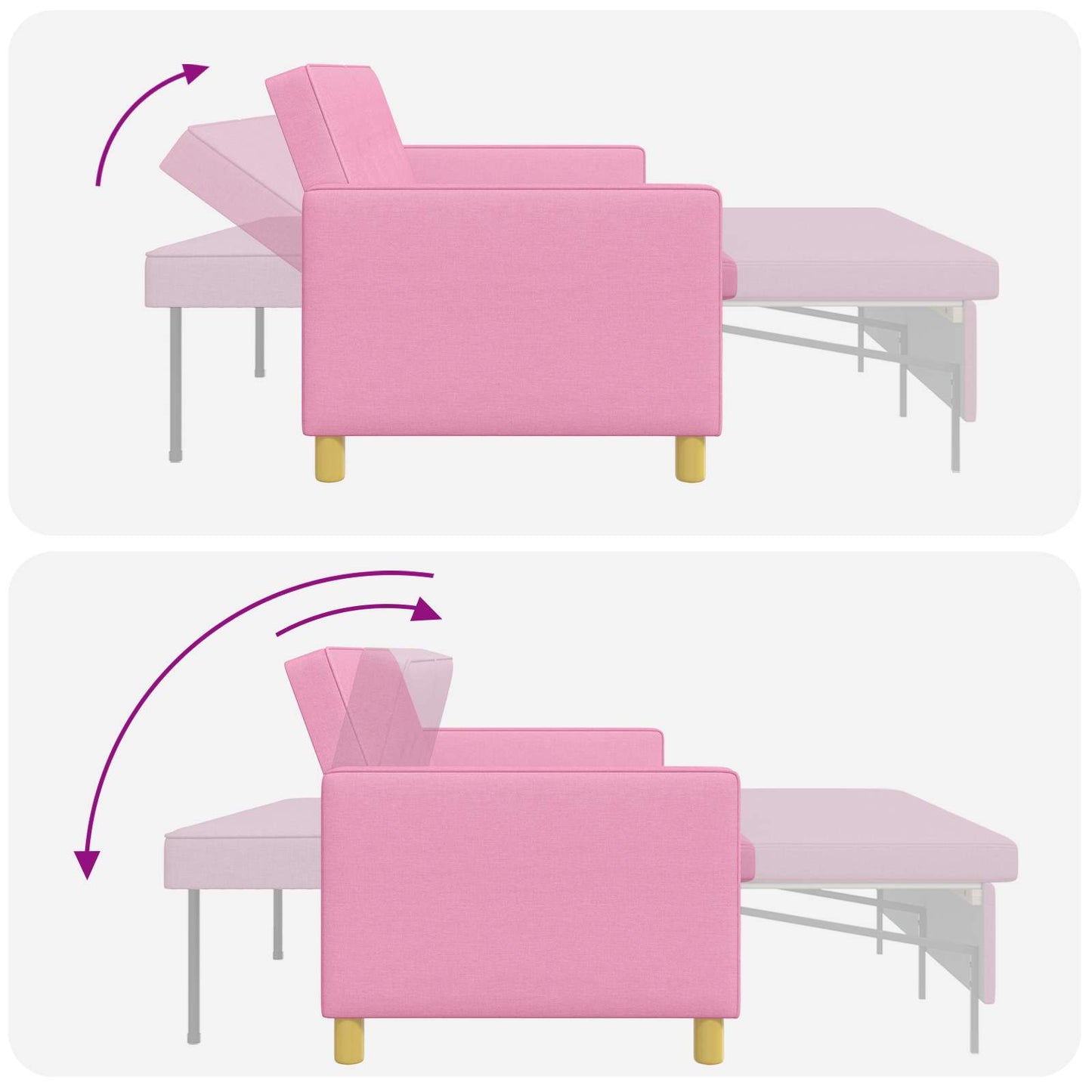 Divano Letto Estraibile Rosa Tessuto