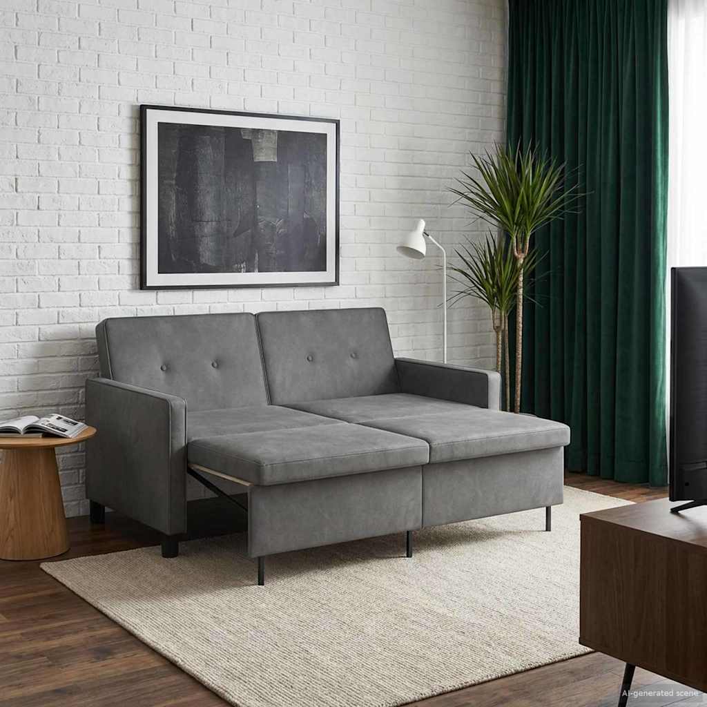 Divano letto Grigio Scuro Tessuto | homemem39