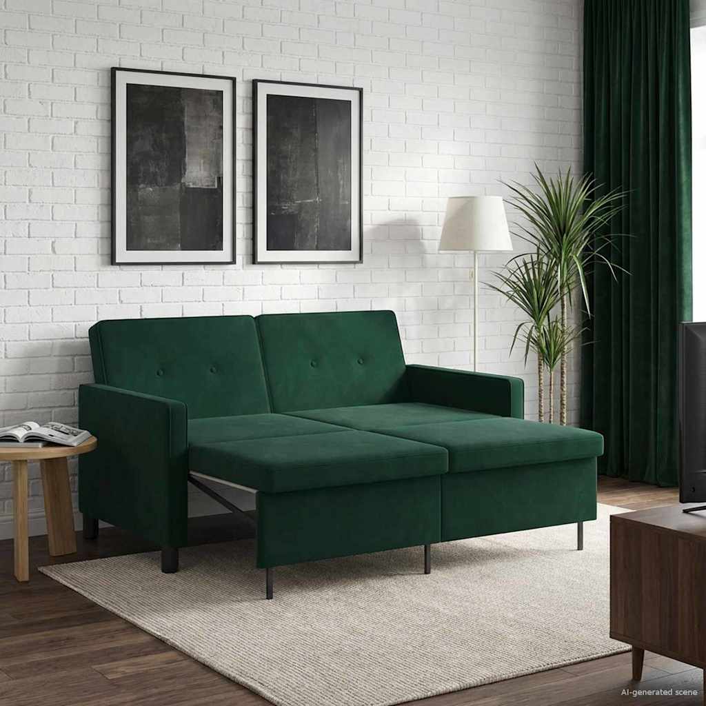 Divano letto Verde Scuro Tessuto