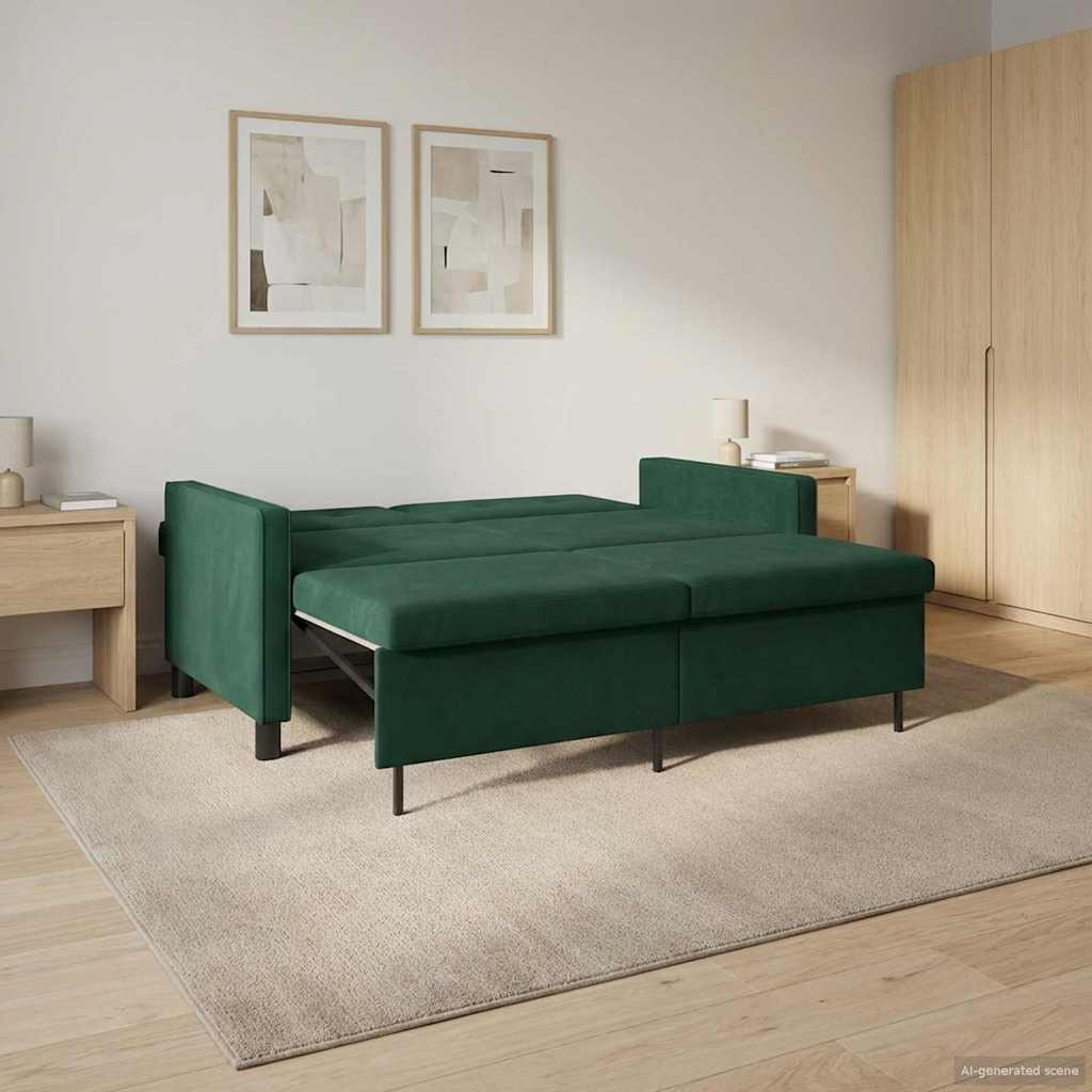 Divano letto Verde Scuro Tessuto