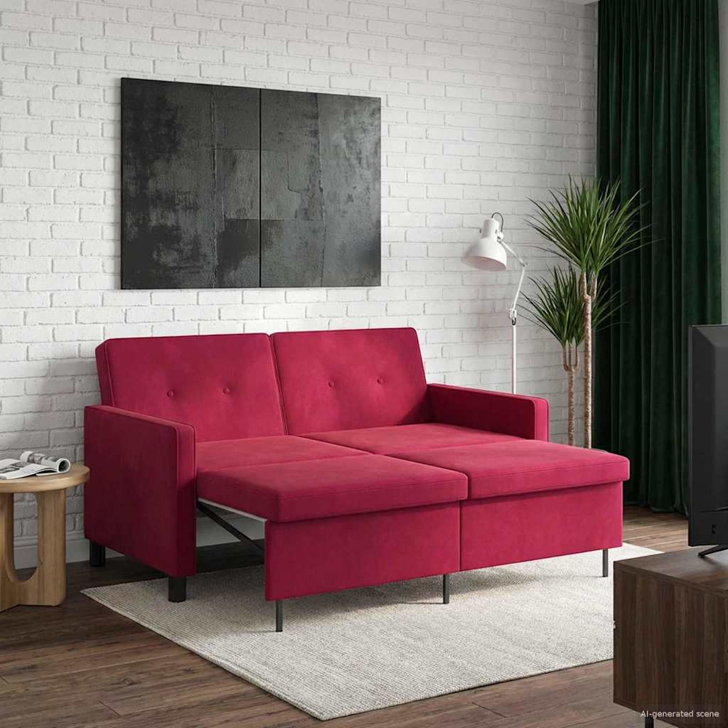 Divano letto Rosso Vino Tessuto | homemem39