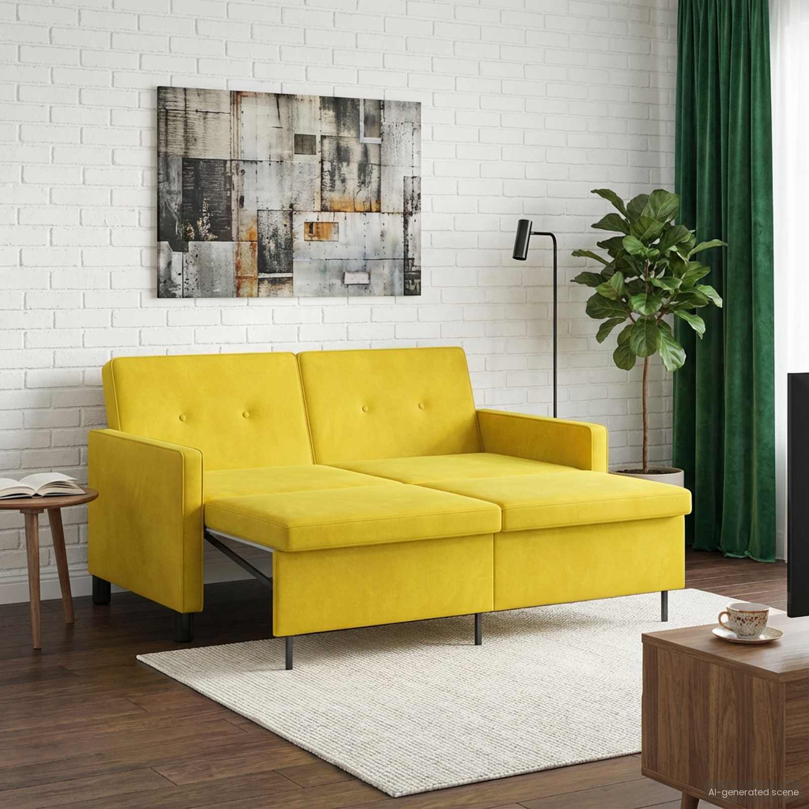 Divano letto Giallo Tessuto | homemem39