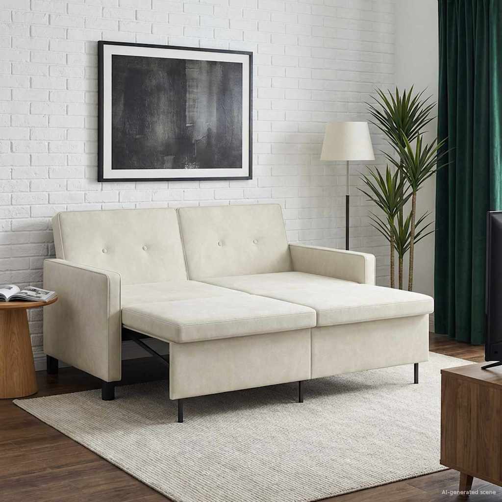 Divano letto Crema Tessuto | homemem39