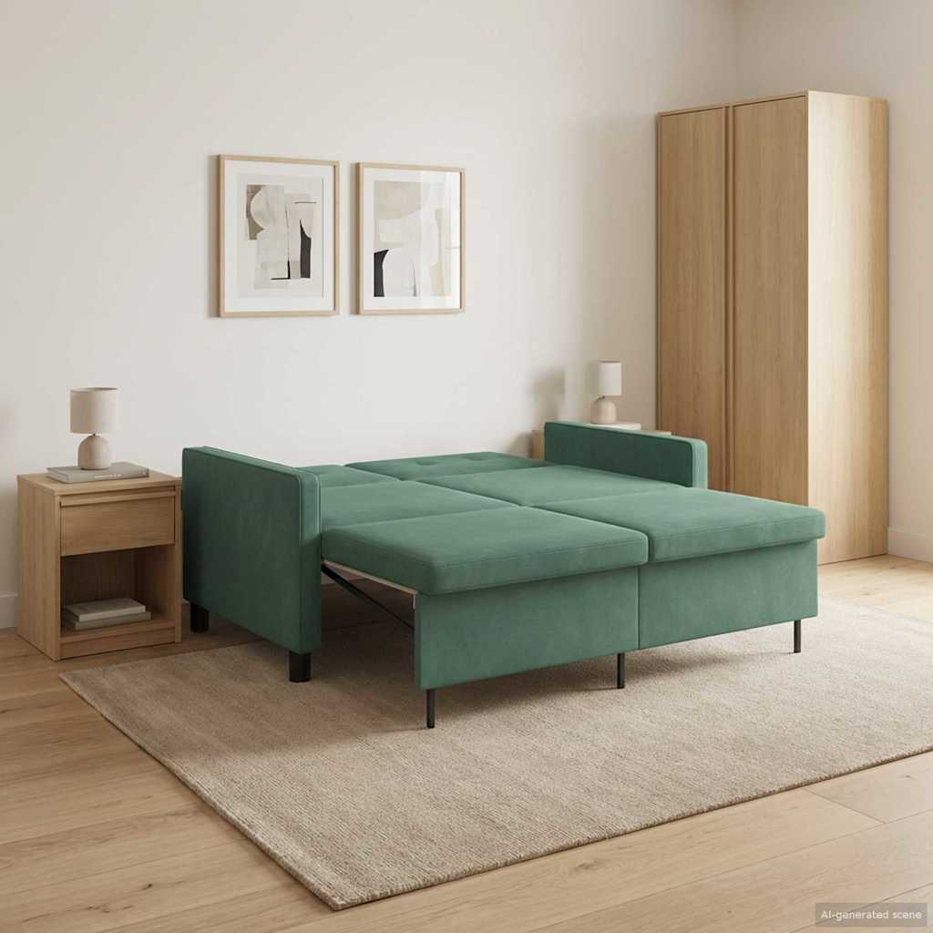 Divano letto Verde Mare Tessuto | homemem39
