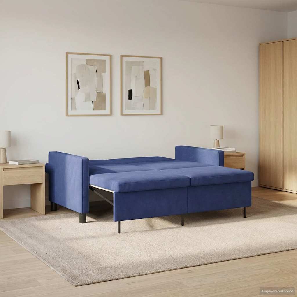 Divano letto Blu Polizia Tessuto | homemem39