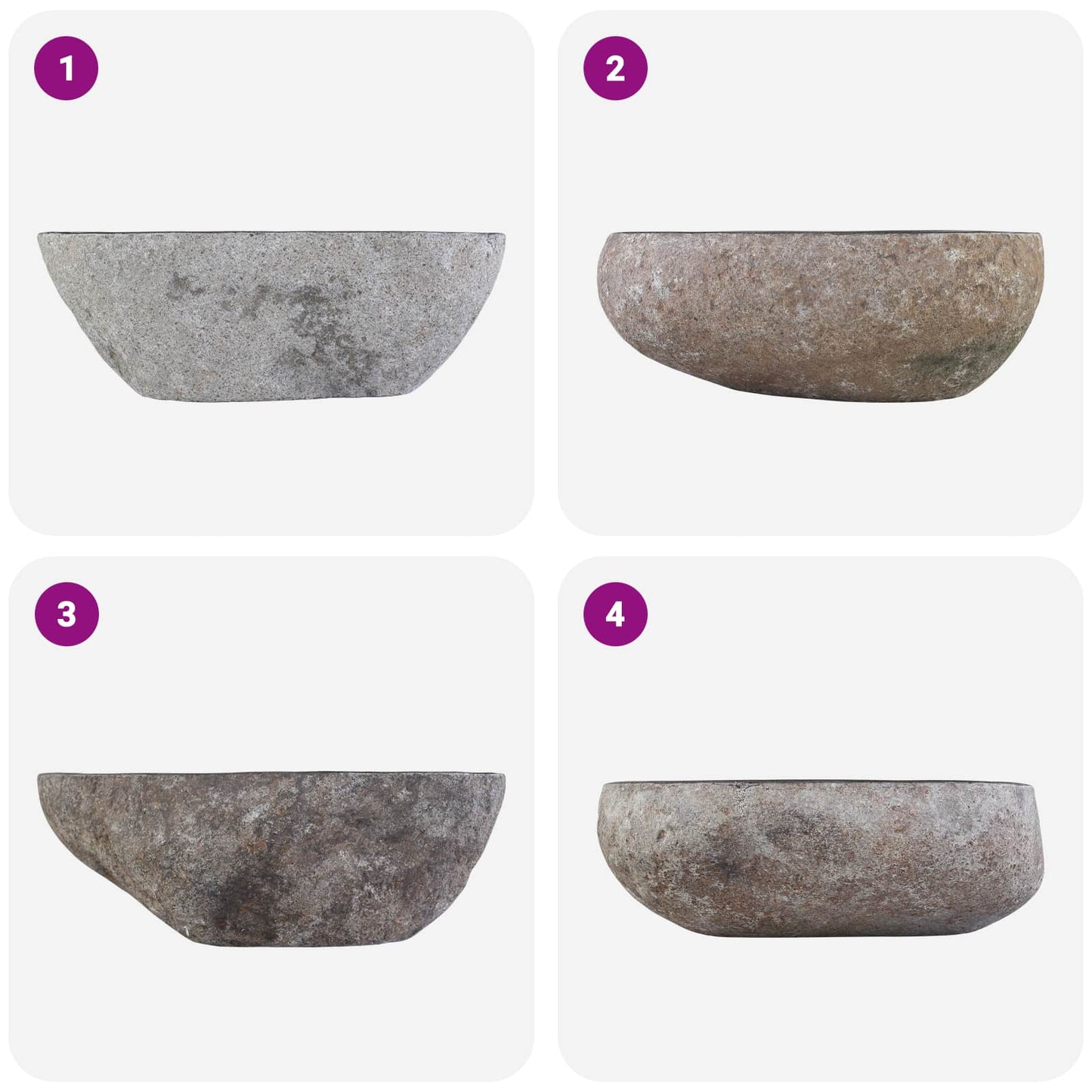Lavabo Ovale Grigio (32-37) x (27-30) x 12 cm Pietra di Fiume | homemem39