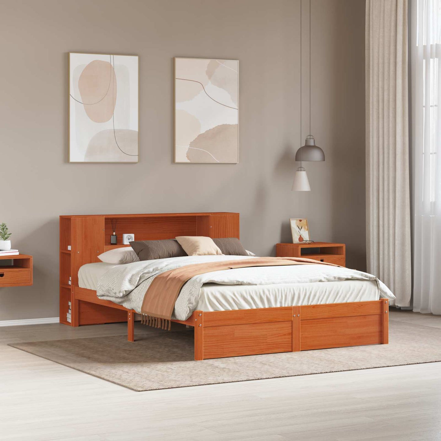Struttura del letto con testiera contenitore Marrone cerato | homemem39