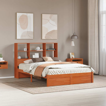 Struttura del letto con testiera contenitore Marrone Cera | homemem39