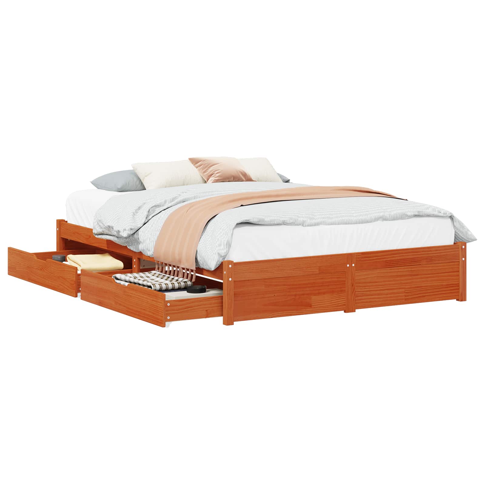 Struttura del letto Marrone cerato Legno di Pino Massello | homemem39