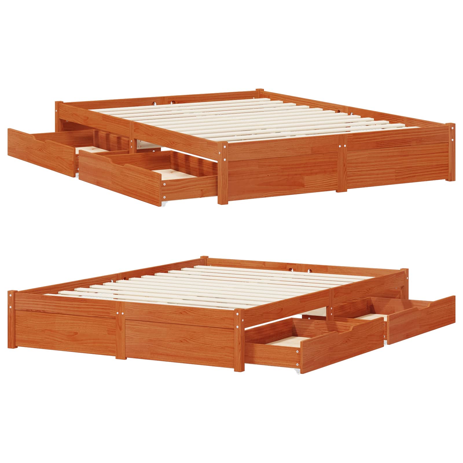 Struttura del letto Marrone cerato Legno di Pino Massello | homemem39