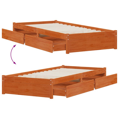 Struttura del letto 3 pcs Marrone cerato Legno di pino | homemem39