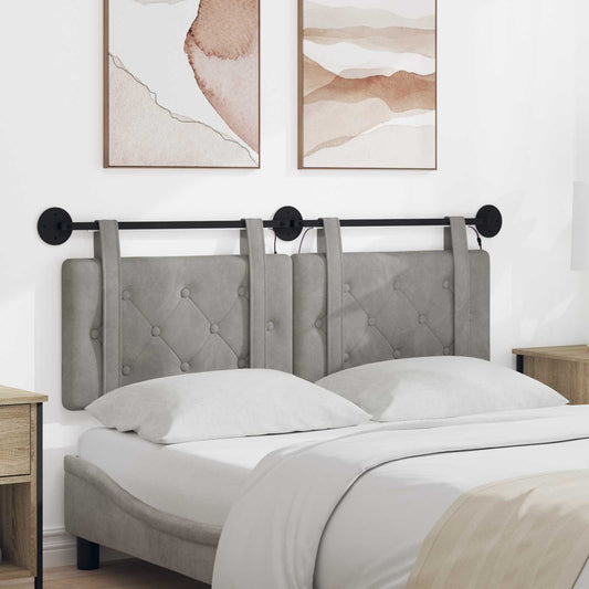 Testiera sospesa Con luce LED Grigio Chiaro Velluto | homemem39