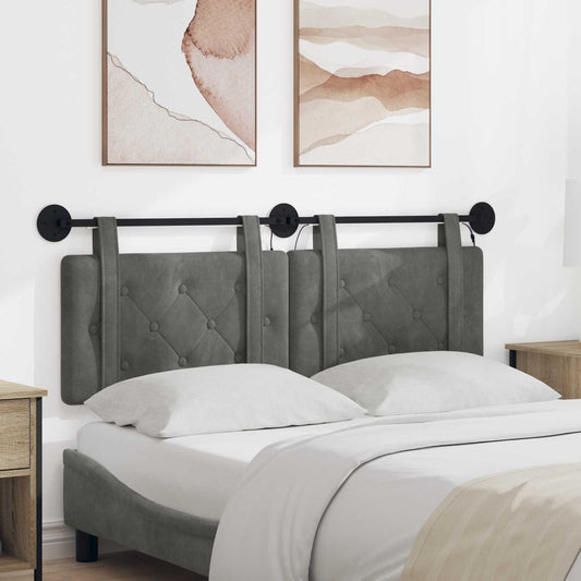 Testiera sospesa Con luce LED Grigio Scuro Velluto | homemem39