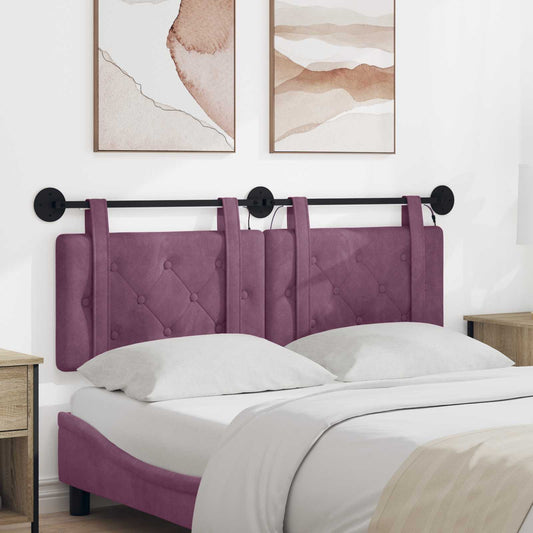 Testiera sospesa Con luce LED Viola Velluto | homemem39