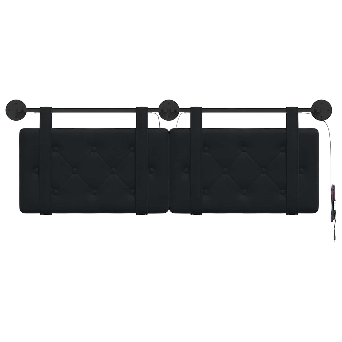 Testiera sospesa Con luce LED Nero Velluto