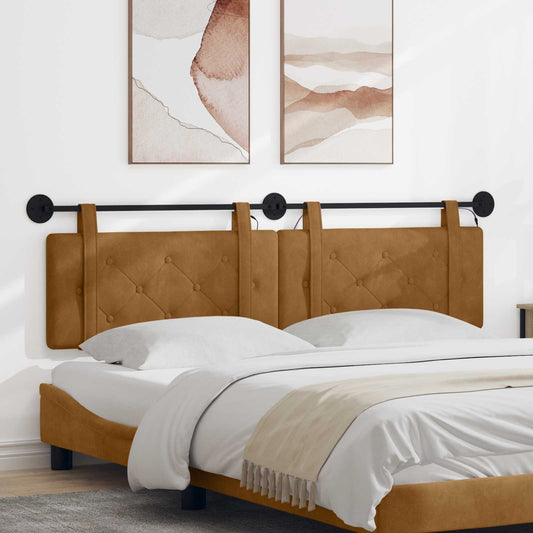 Testiera sospesa Con luce LED Marrone Velluto | homemem39