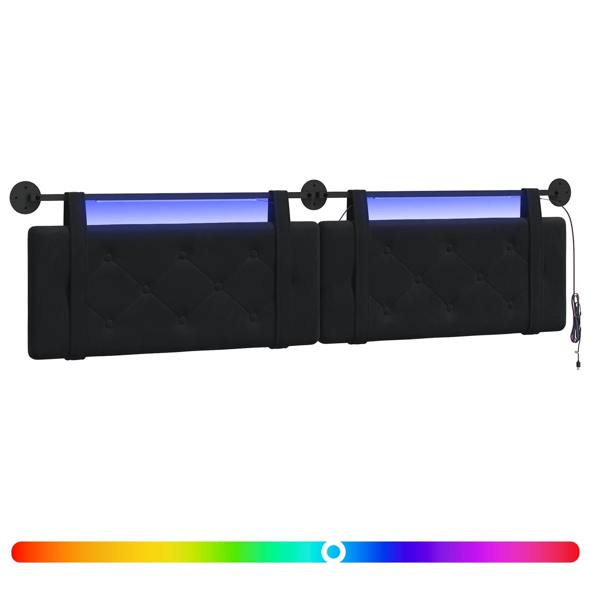 Testiera sospesa Con luce LED Nero Velluto | homemem39