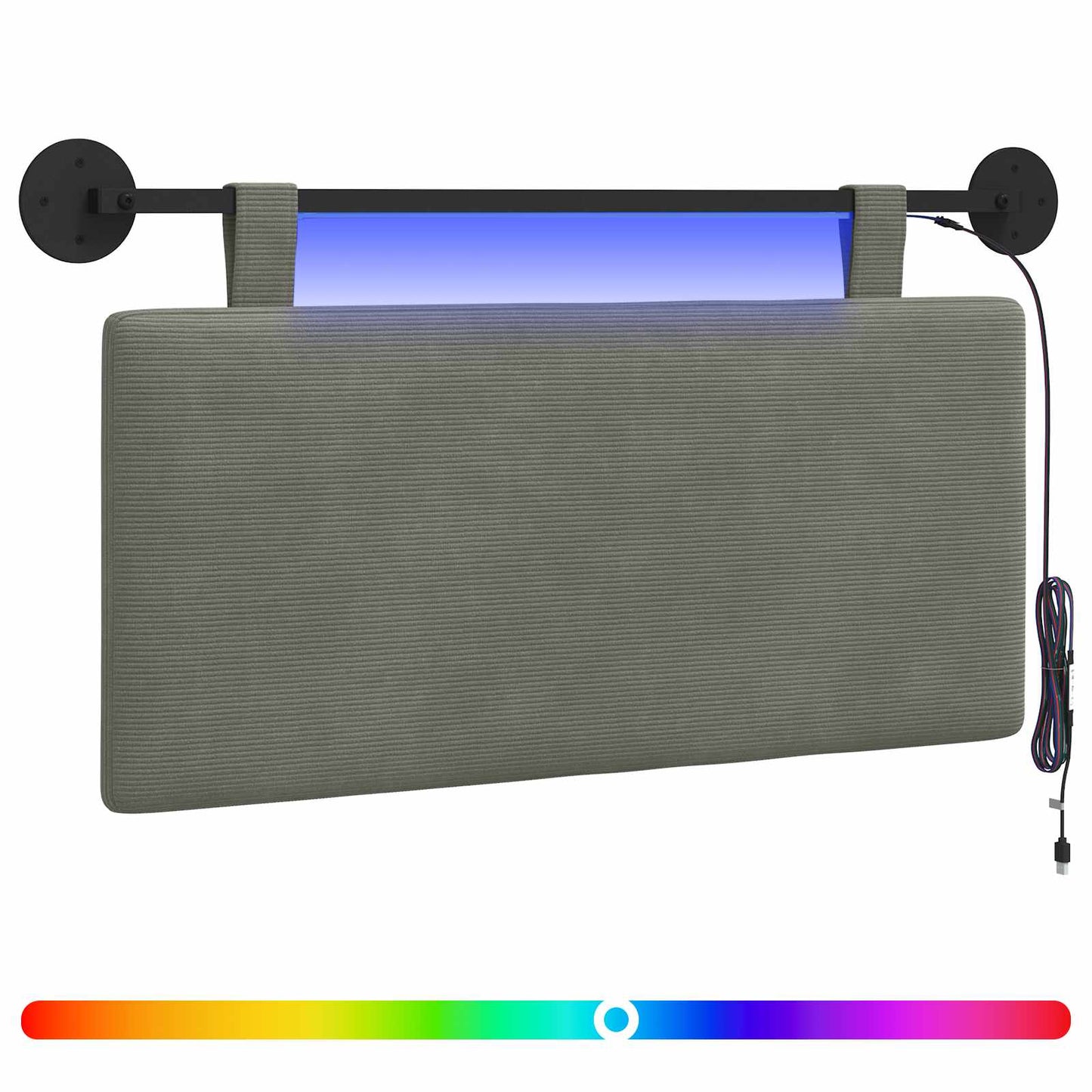 Testiera sospesa Con luce LED Grigio Chiaro Tessuto in Cords