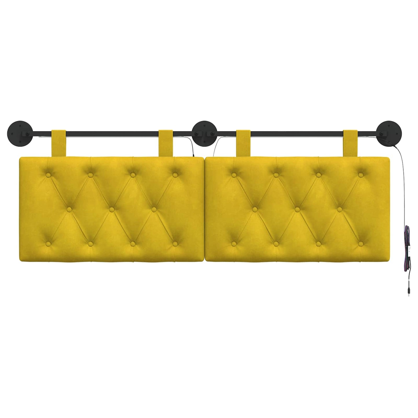 Testiera sospesa Con luce LED Giallo Velluto