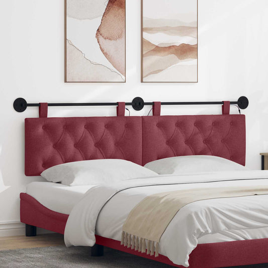 Testiera sospesa Con luce LED Rosso Vino Tessuto - homemem39
