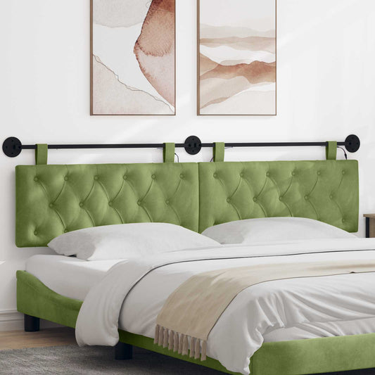 Testiera sospesa Con luce LED Verde chiaro Velluto - homemem39