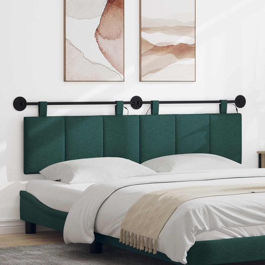 Testiera sospesa Con luce LED Verde Scuro Tessuto - homemem39