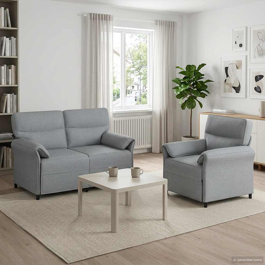 Set di divani 2 pz Grigio Chiaro Tessuto | homemem39