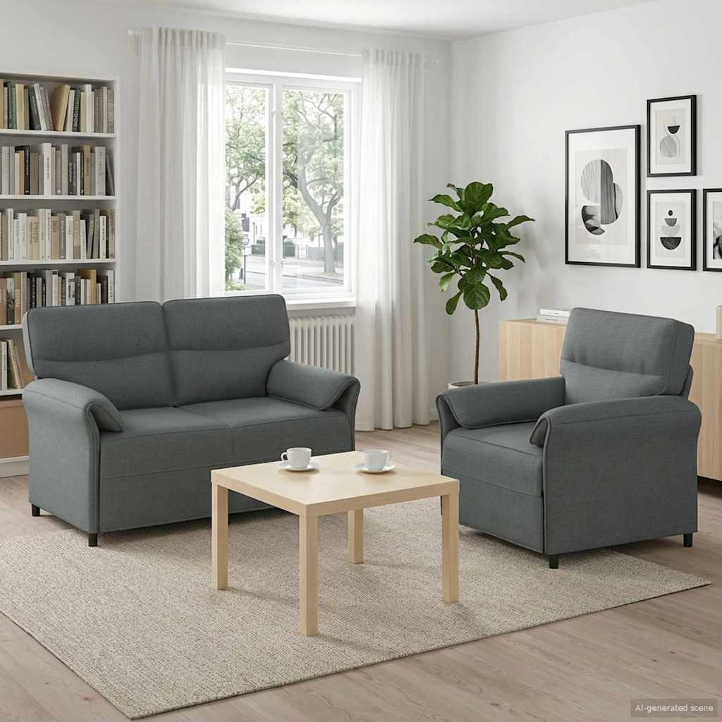 Set di divani 2 pz Grigio Scuro Tessuto | homemem39