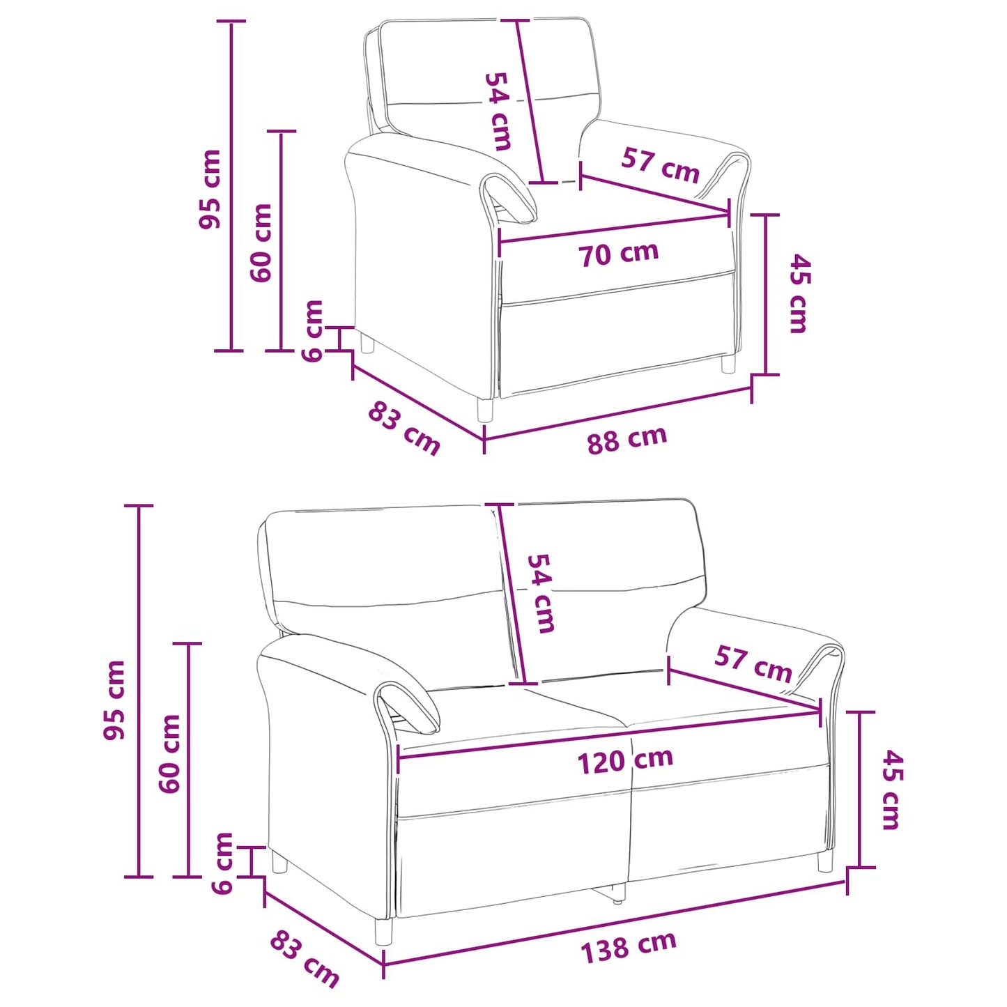 Set di divani 2 pz Grigio Scuro Tessuto | homemem39