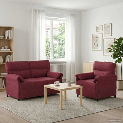 Set di divani 2 pz Rosso Vino Tessuto | homemem39