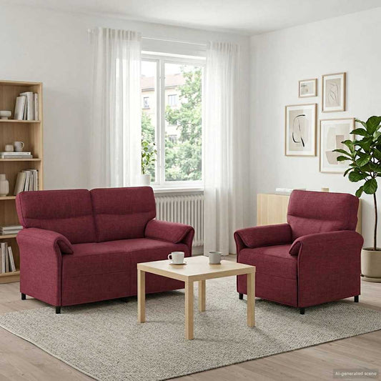 Set di divani 2 pz Rosso Vino Tessuto | homemem39