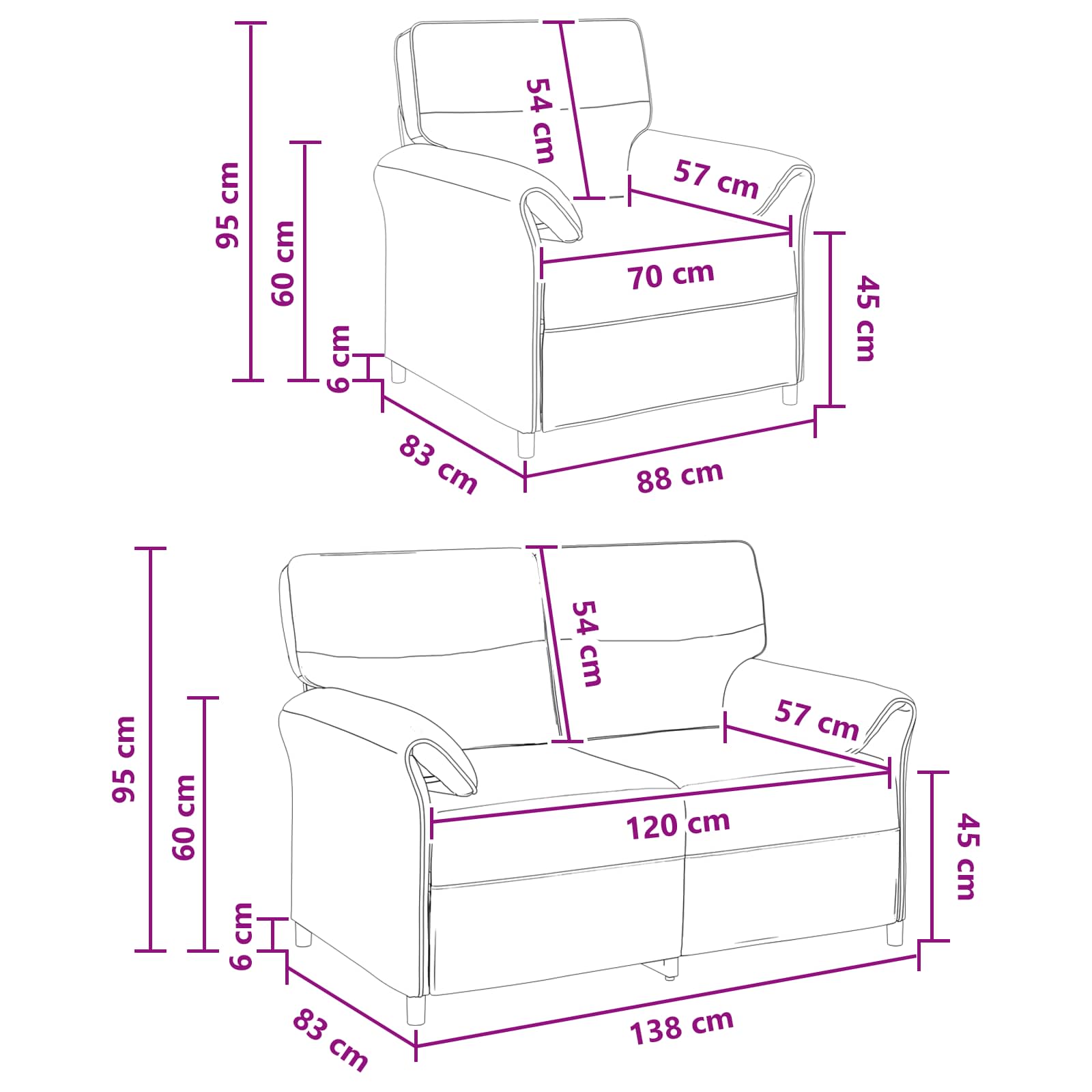 Set di divani 2 pz Rosso Vino Tessuto | homemem39