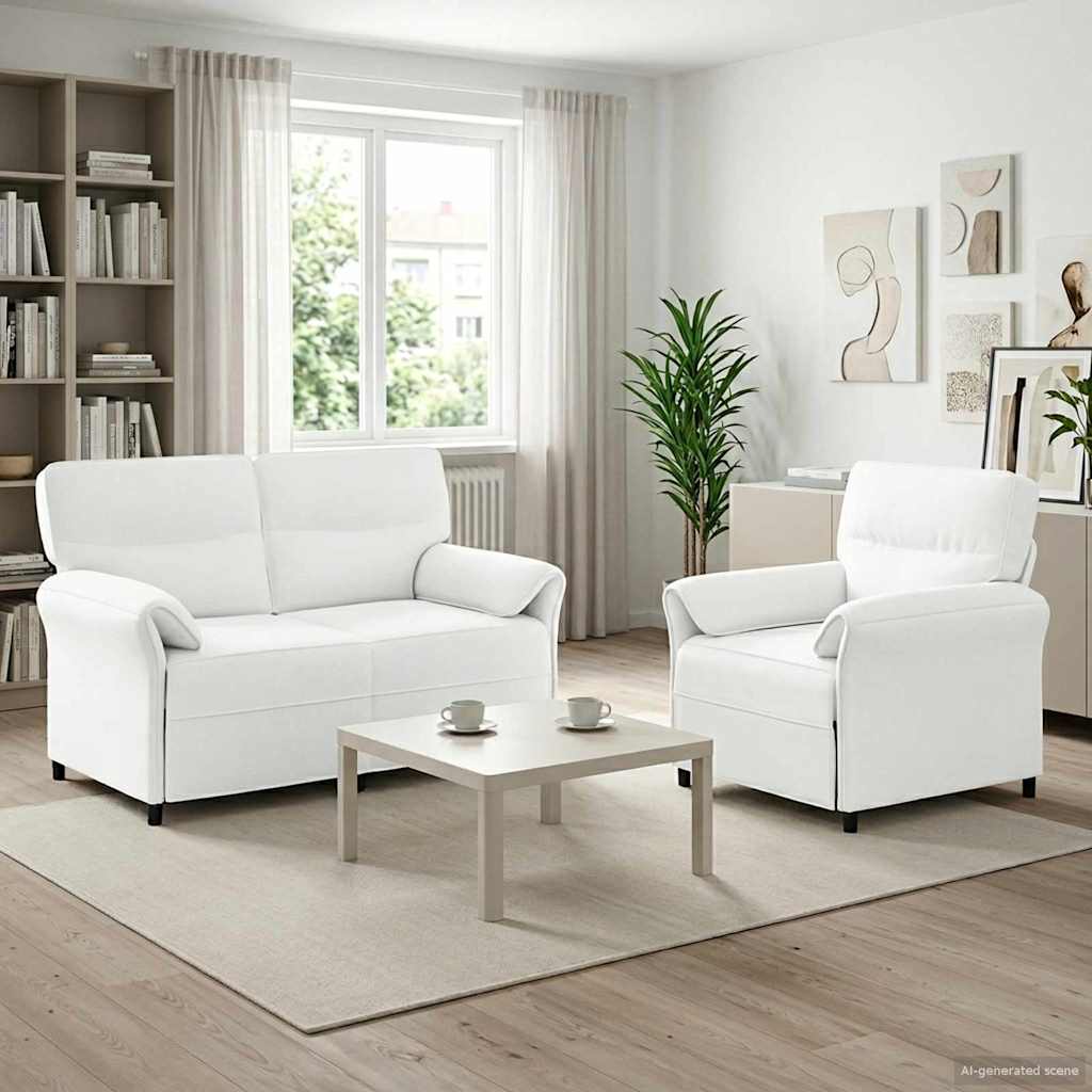 Set di divani 2 pz Bianco Tessuto | homemem39