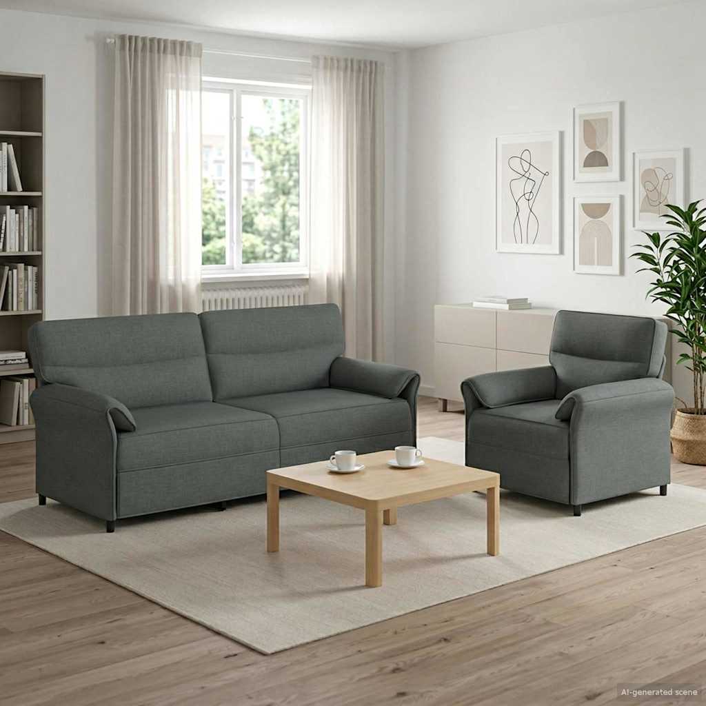 Set di divani 2 pz Grigio Scuro Tessuto | homemem39