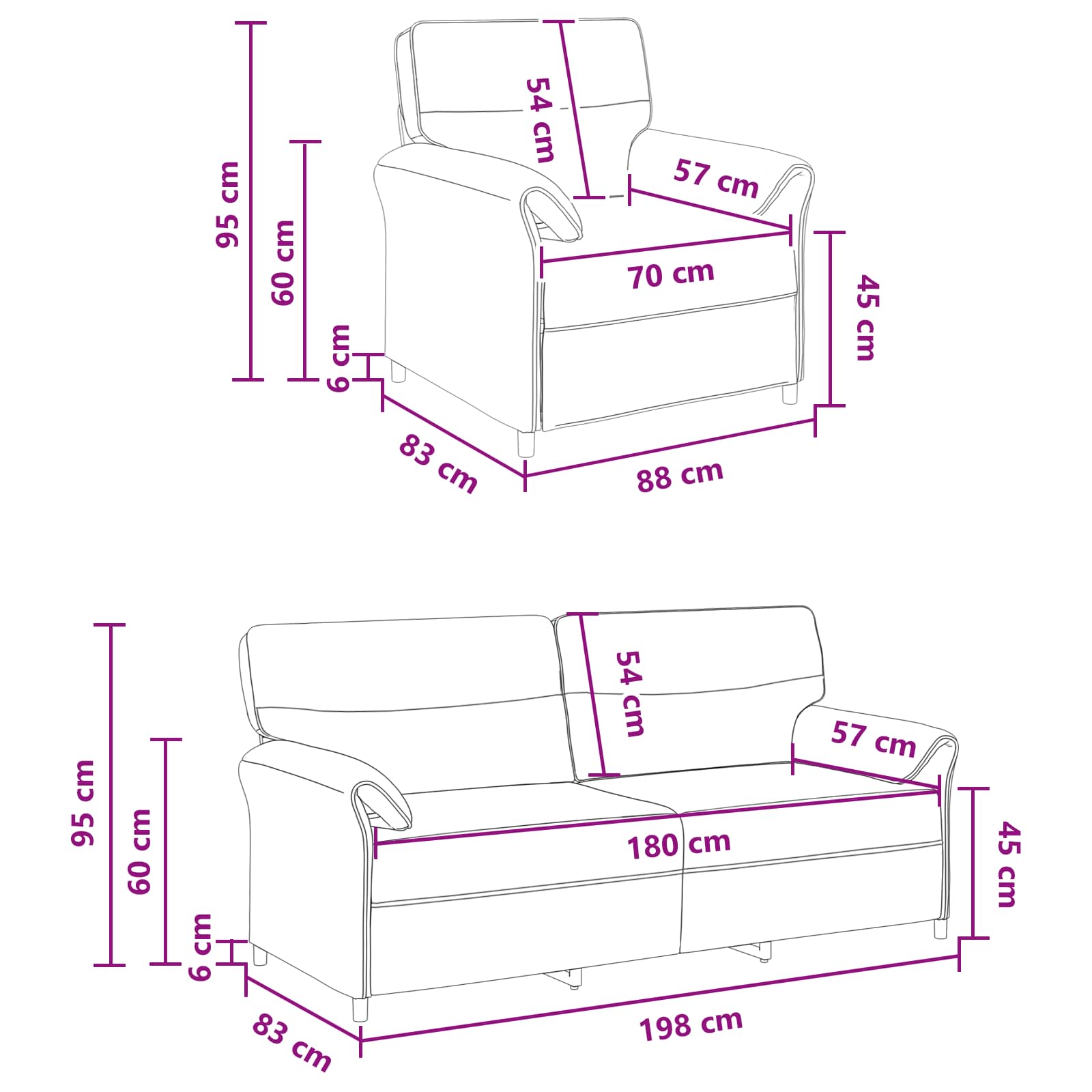 Set di divani 2 pz Nero Tessuto | homemem39