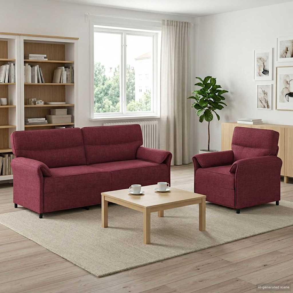 Set di divani 2 pz Rosso Vino Tessuto | homemem39