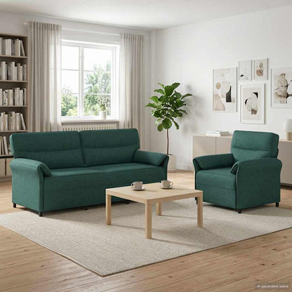Set di divani 2 pz Verde Scuro Tessuto | homemem39