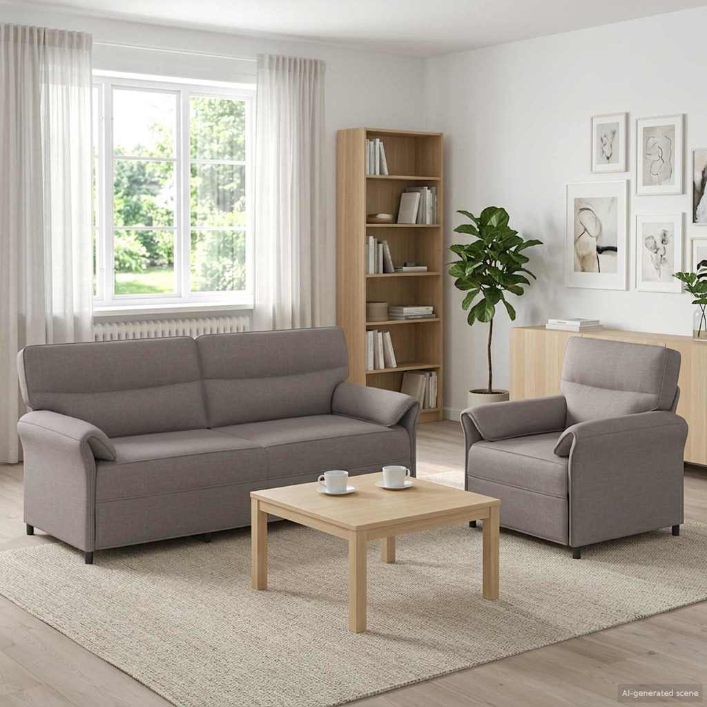 Set di divani 2 pz Tortora Tessuto | homemem39