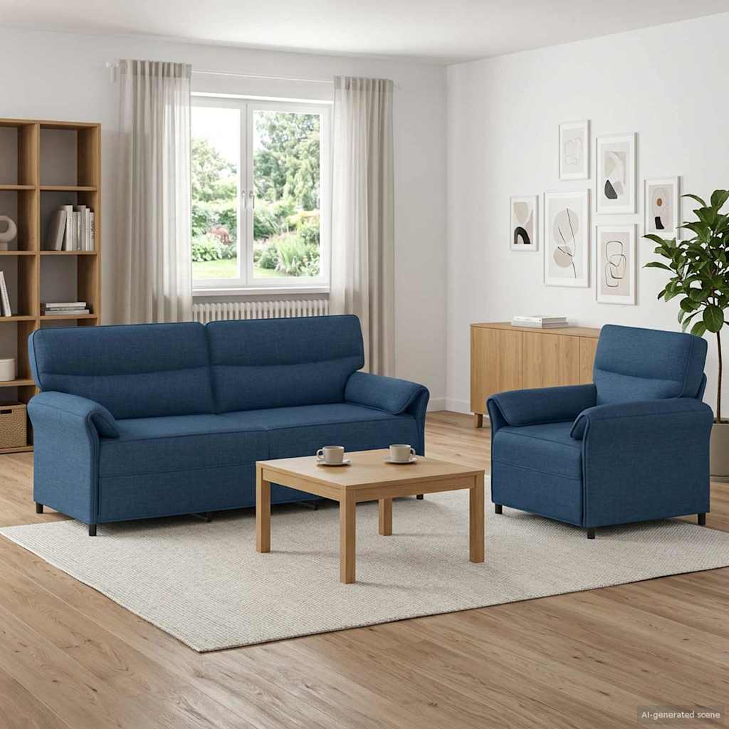 Set di divani 2 pz Blu Tessuto | homemem39