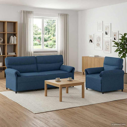 Set di divani 2 pz Blu Tessuto | homemem39