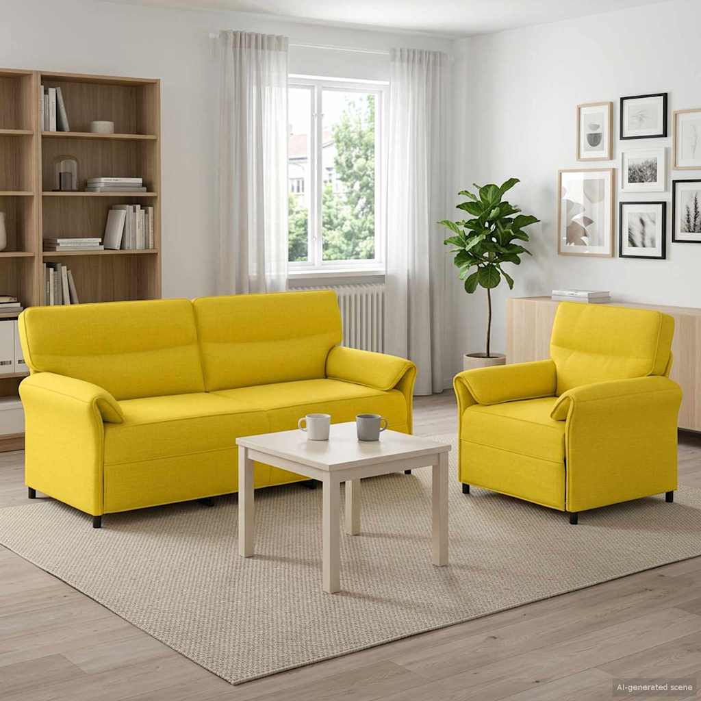 Set di divani 2 pz Giallo Chiaro Tessuto | homemem39