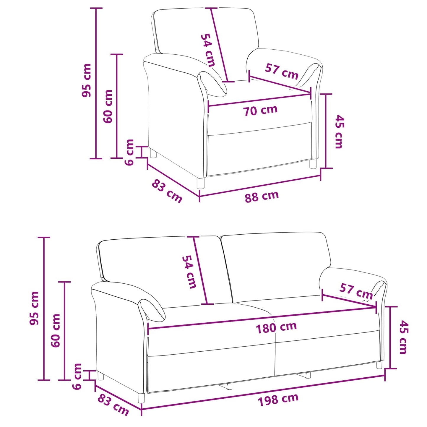 Set di divani 2 pz Rosa Velluto | homemem39