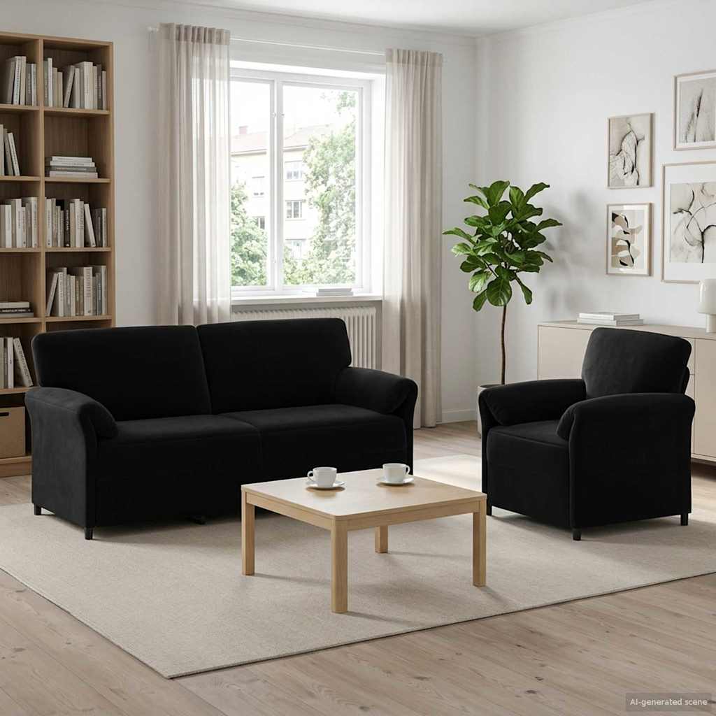 Set di divani 2 pz Nero Velluto | homemem39