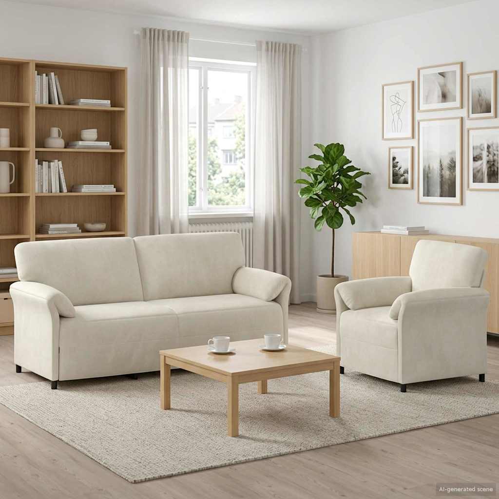 Set di divani 2 pz Crema Velluto | homemem39