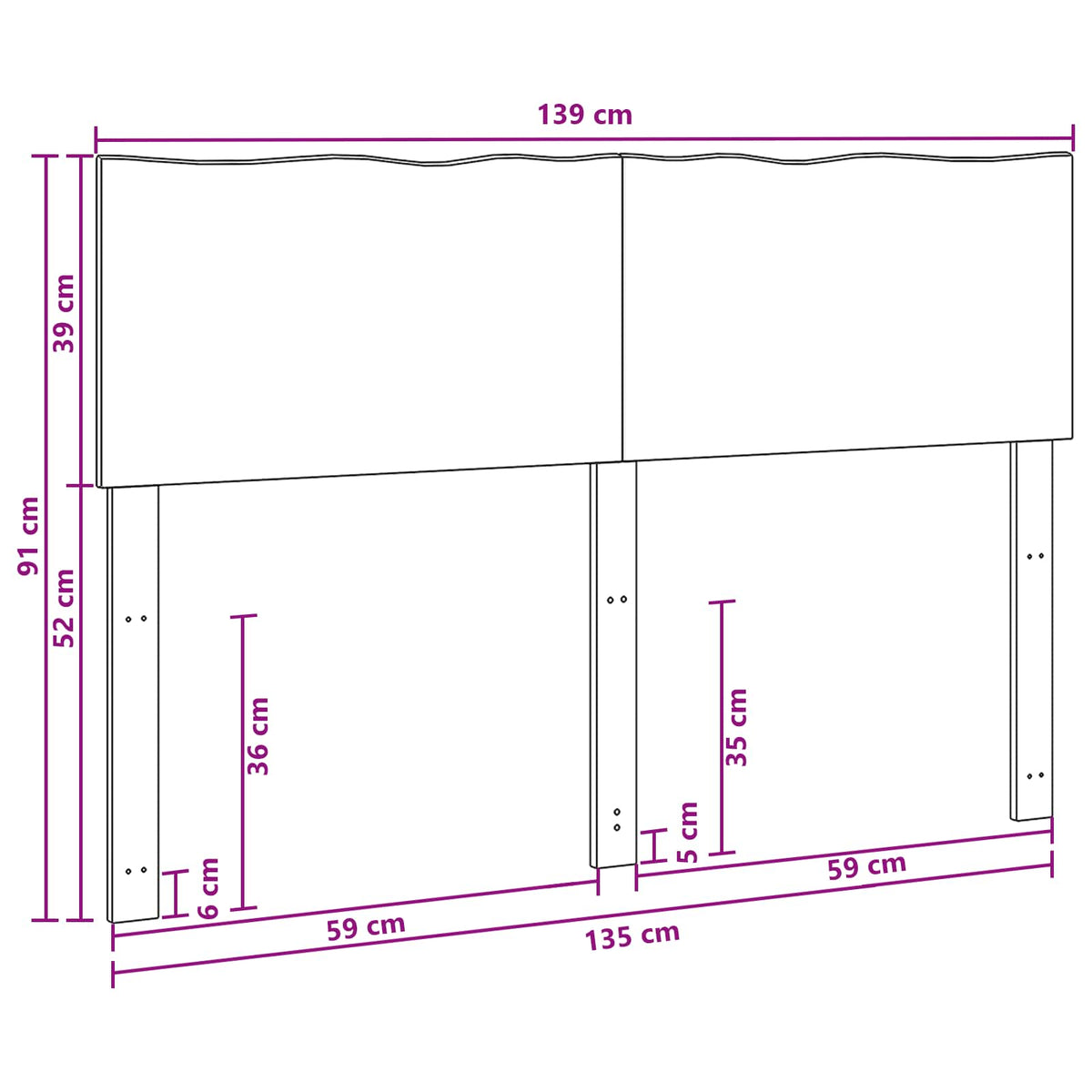 Testiera con bordo vivo ROSTOCK Bianco 135 cm | homemem39