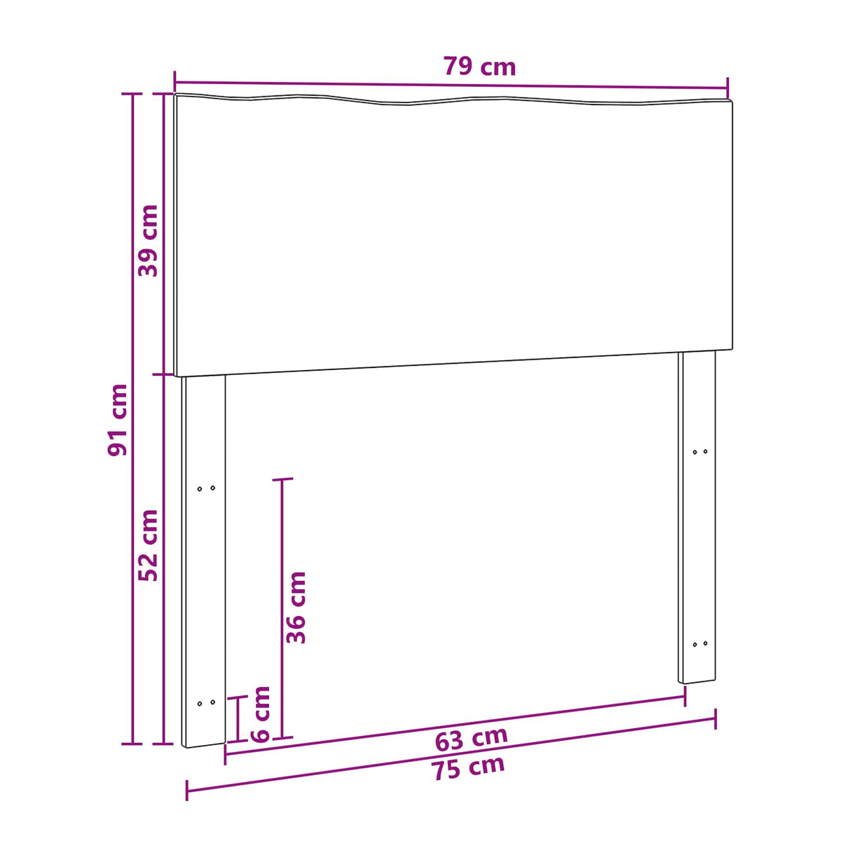 Testiera con bordo vivo ROSTOCK Marrone Scuro 75 cm | homemem39