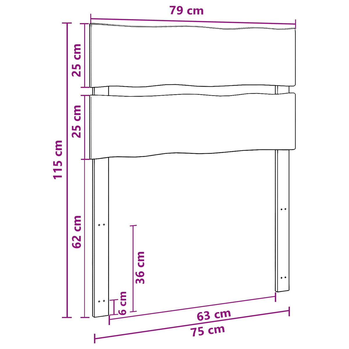 Testiera con bordo vivo ROSTOCK Bianco 75 cm | homemem39