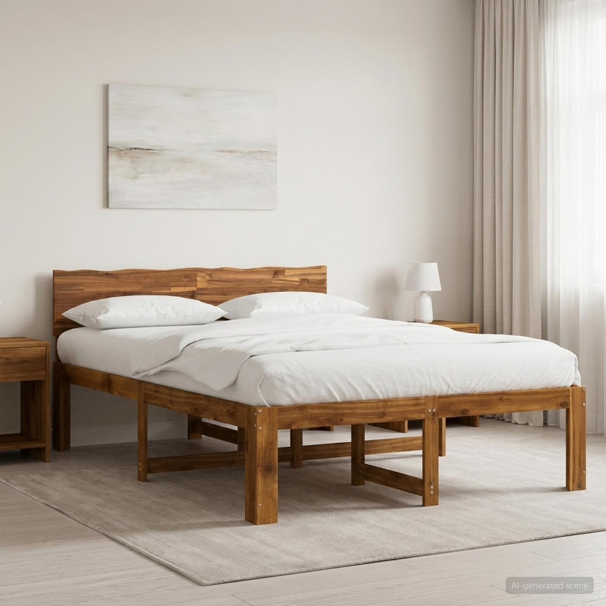Letto matrimoniale con testiera ROSTOCK Naturale 140 x 200 cm