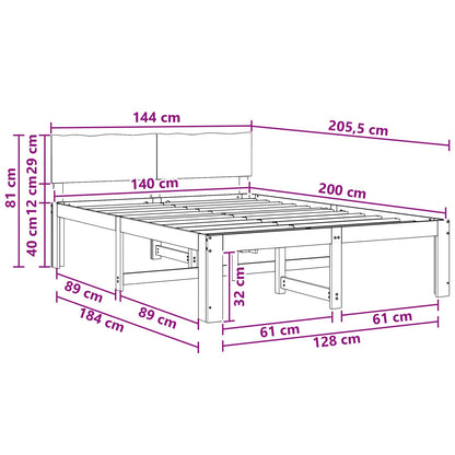 Letto matrimoniale con testiera ROSTOCK Naturale 140 x 200 cm | homemem39