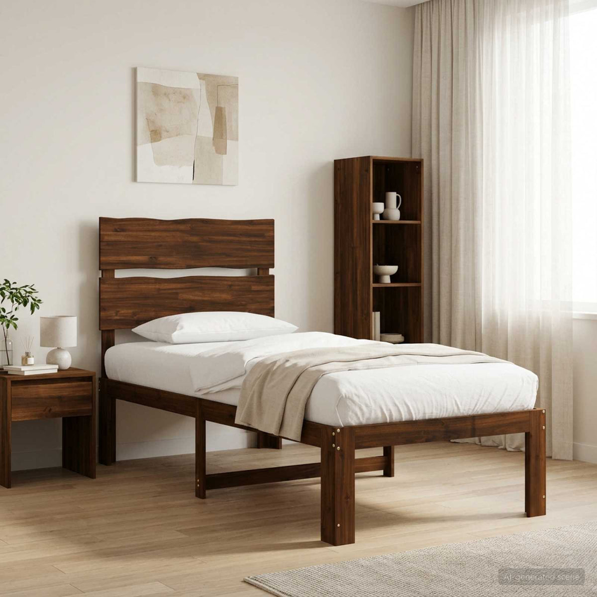Letto Singolo con Testiera ROSTOCK Marrone Scuro 75 x 190 cm